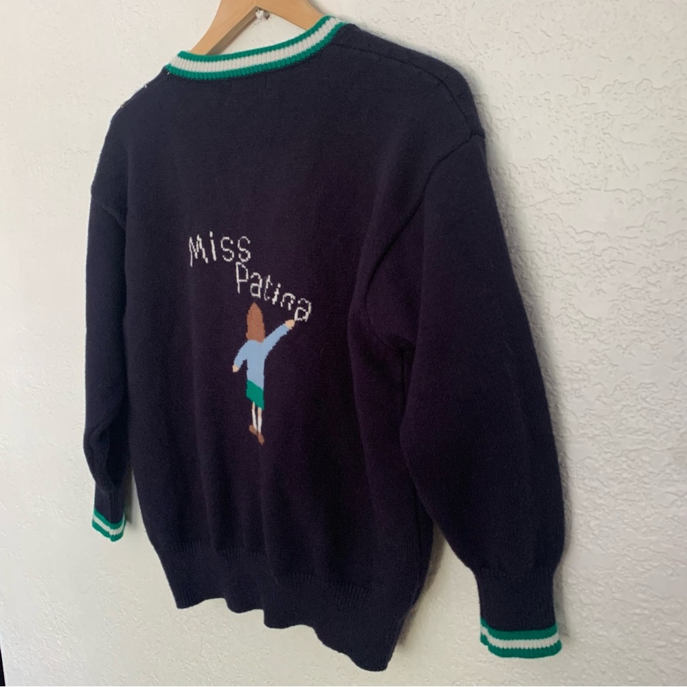 Miss Patina Russell Campus Academia Argyle Preppy Classic Cardigan Sweater - Picture 14 of 17